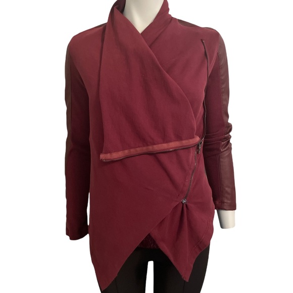 Blank NYC Faux Leather Waterfall Jacket Cranberry - Picture 4 of 7